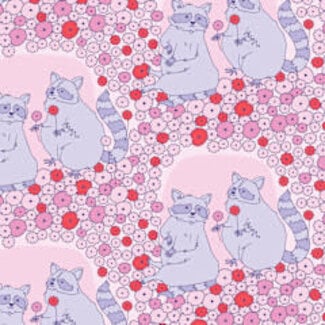 Cloud9 Fabrics 1Mm Forest Friends, Sweet Raccoons,  Organic 228667, $0.25/cm or $25/m