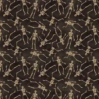 Clothworks 85 cm Gothic Halloween - Dancing Bones, Black - Y4440-3  $23/m