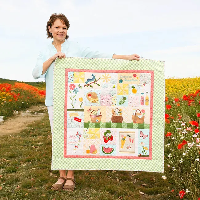 Kimberbell Sippin' on Sunshine Feature Machine Embroidery Quilt