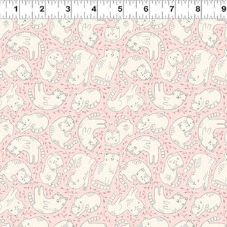 Clothworks 55 cm Kitten Fun, Y4569-41, Tossed Kittens, Light Pink, $22/m