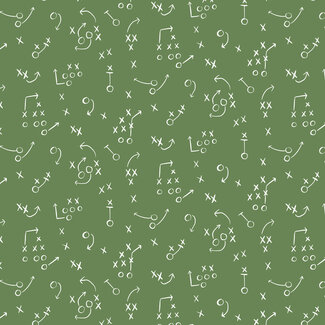 Cloud9 Fabrics Organic Cotton Touchdowns and Tailwags, 229548 , X's and O's, Green, $0.26/cm or $26/m