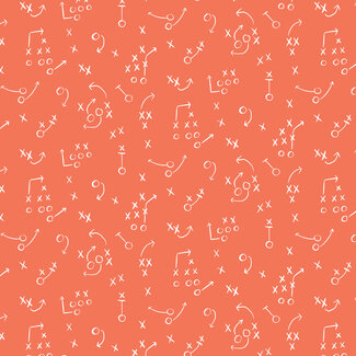 Cloud9 Fabrics Organic Cotton Touchdowns and Tailwags, 229549, , X's and O's, Orange, $0.26/cm or $26/m