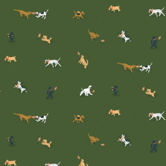 Cloud9 Fabrics Organic Cotton Touchdowns and Tailwags, 229556, Playing Field, Green, $0.26/cm or $26/m