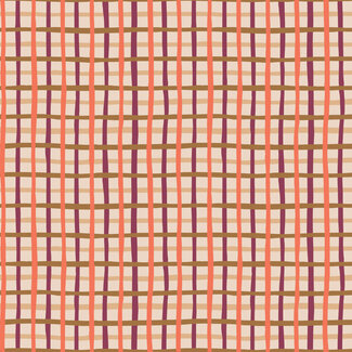 Cloud9 Fabrics Organic Cotton Touchdowns and Tailwags, 229558, Pep Rally Plaid, Plum/Orange, $0.26/cm or $26/m