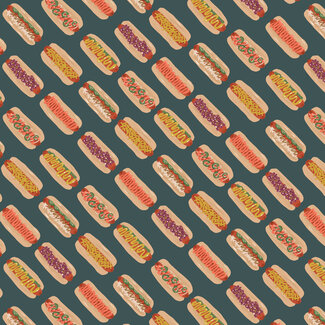 Cloud9 Fabrics Organic Cotton Touchdowns and Tailwags, 229559, Tailgate Treats, Teal/Multi, $0.26/cm or $26/m