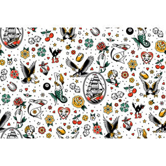 PBS Fabrics Timeless Tattoos, Tattoo Toss, White, 120-25889 $0.22/cm or $22/m
