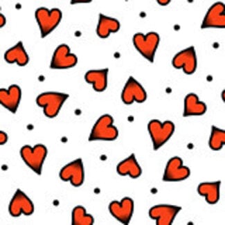 PBS Fabrics Timeless Tattoos, Heart Tattoo Toss, White, 120-25903 $0.22/cm or $22/m
