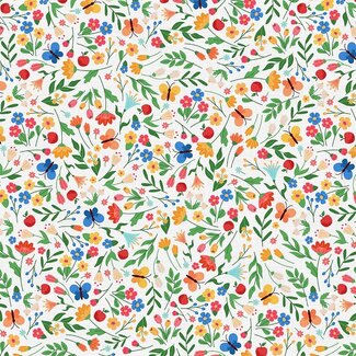 PBS Fabrics Book Worm, Floral Toss,12026522, $0.22/cm or $22/m