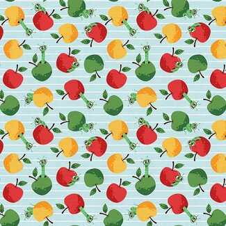 PBS Fabrics Book Worm, Apple Worms, 2026520, $0.22/cm or $22/m