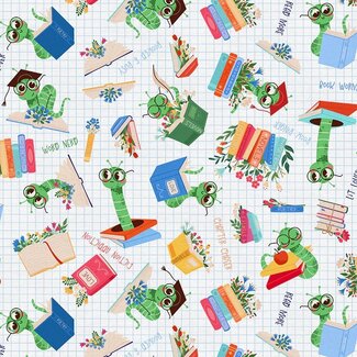 PBS Fabrics Book Worm, Reading Worms, 12026519, $0.22/cm or $22/m