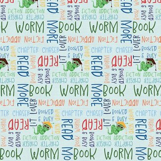 PBS Fabrics Book Worm, Book Worm Words, 12026518, $0.22/cm or $22/m