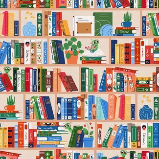 PBS Fabrics Book Worm, Book Shelves, 12026515, $0.22/cm or $22/m