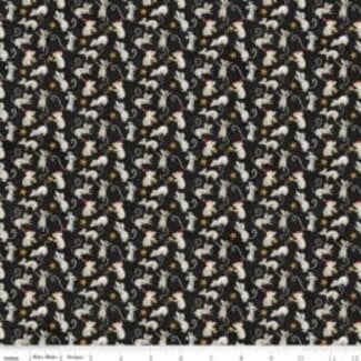 Riley Blake Designs Northern Christmas, C17833-BLACK, Mice, Black, $0.26/cm or $26/m