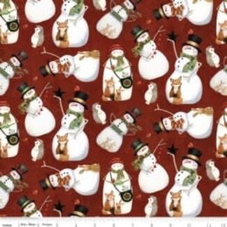 Riley Blake Designs Northern Christmas, C17831-RED, Snowmen, Red, $0.26/cm or $26/m