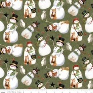Riley Blake Designs Northern Christmas, C17831-GREEN, Snowmen, Green, $0.26/cm or $26/m