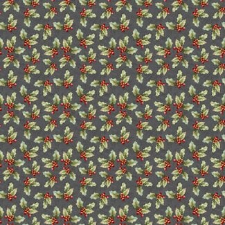 White Owl Textiles Poinsettia Radiance, W110-009-763, Holly Toss, Grey, $0.24/cm or $24/m