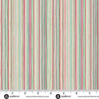 Makower UK Country Christmas, MU-237-Q, Fine Stripe, Cream, $0.23/cm or $23/m