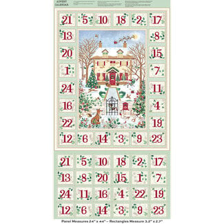 Makower UK Country Christmas, Advent Calendar, Green /panel
