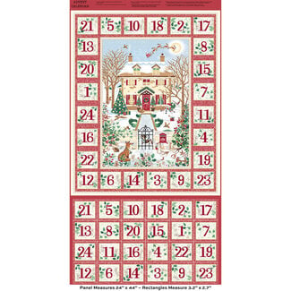 Makower UK Country Christmas, Advent Calendar, Red /panel