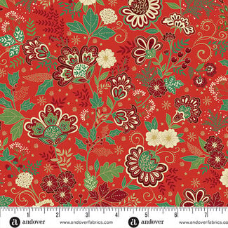 Makower UK Adorn, MU-213-R5, Bloom, Red, $0.23/cm or $23/m