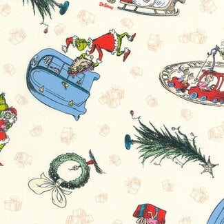 Robert Kaufman How the Grinch Stole Christmas, 21775-223, Grinch Toss, Cream, $0.24/cm or $24/m