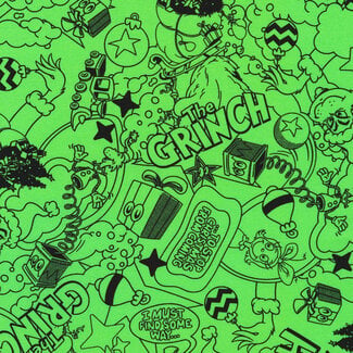 Robert Kaufman How the Grinch Stole Christmas, 23099-7, Comic Toss, Green, $0.24/cm or $24/m