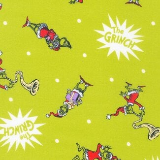 Robert Kaufman How the Grinch Stole Christmas, 21776-223, Grinch Toss, Green, $0.24/cm or $24/m