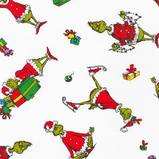 Robert Kaufman How the Grinch Stole Christmas, 20996-223, Grinch Toss, White, $0.24/cm or $24/m