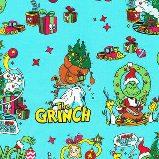 Robert Kaufman How the Grinch Stole Christmas, 23101-87, Fun, Snow, $0.24/cm or $24/m