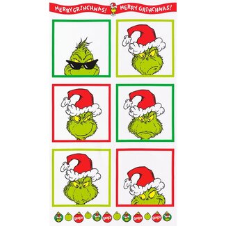 Robert Kaufman How the Grinch Stole Christmas, 20993-223, Grinch Faces /Panel