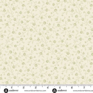 Andover Snow Flurry by Laundry Basket Quilts, Frost, A-10310-LG, Sage, $0.23/cm or $23/m