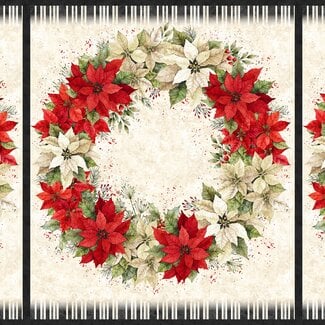 White Owl Textiles Poinsettia Radiance, Panel /panel