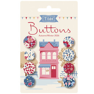 Tilda Village Life Buttons, 14mm & 16mm, 8 pcs, Winter