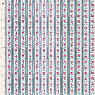 Tilda Village Life, Agnes, Blue, $0.25/cm or $25/m