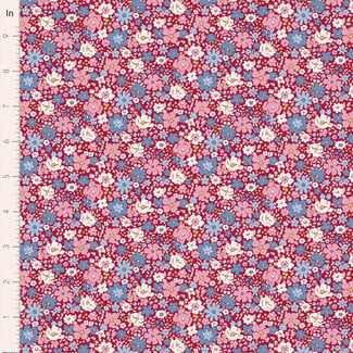 Tilda Village Life, Esther, Burgundy, $0.25/cm or $25/m