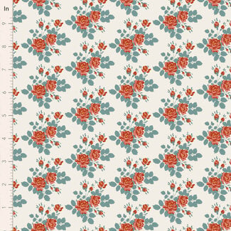 Tilda Village Life, Myrtle, Teal, $0.25/cm or $25/m