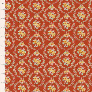 Tilda Village Life, Mable, Rust, $0.25/cm or $25/m