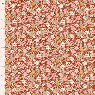 Tilda Village Life, Esther, Rust, $0.25/cm or $25/m