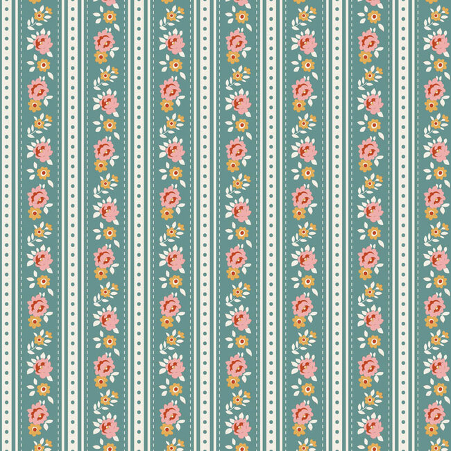 Village Life, Agnes, Teal, $0.25/cm or $25/m