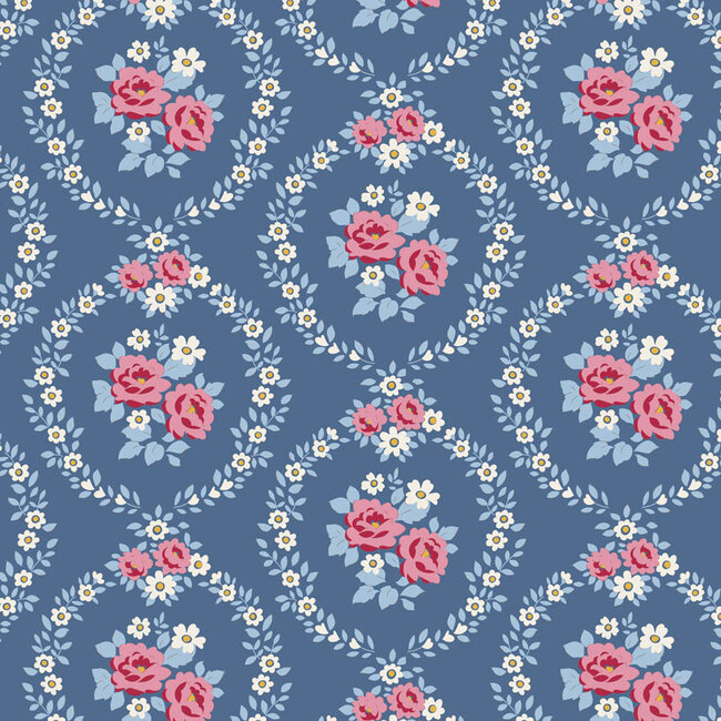 Village Life, Mable, Blue, $0.25/cm or $25/m