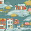 Village Life Blender, Village, Teal, $0.25/cm or $25/m