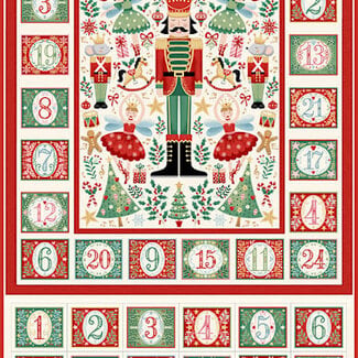 Makower UK The Nutcracker, Advent Calendar KIT with Soldier,Red Backing and Striped Binding