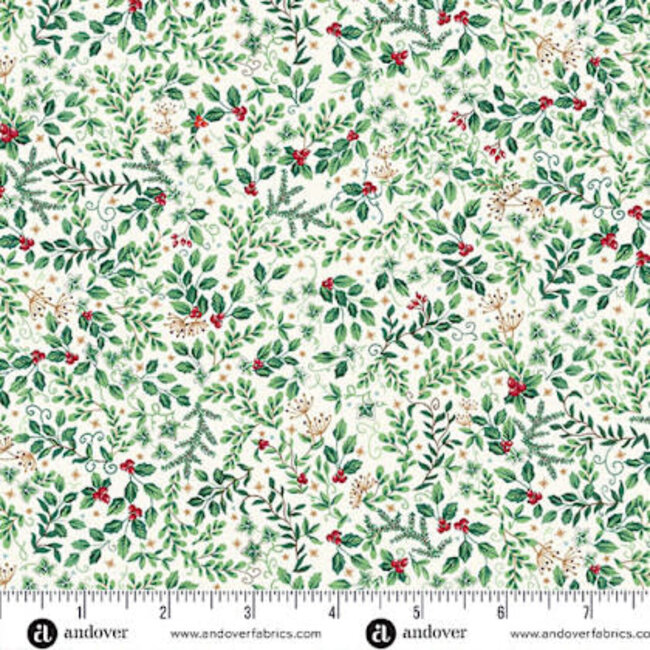 Country Christmas, Advent Calendar, Green KIT with Evergreen Cream Backing and Stripe Binding