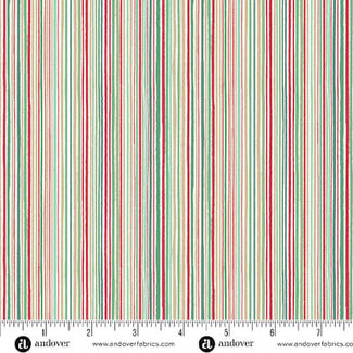 Makower UK Country Christmas, Advent Calendar, Red KIT with Evergreen Cream Backing and Stripe Binding