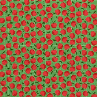 PBS Fabrics Organic Canvas 58" Book Worm, Apple Toss, 360-26523, $0.35/cm or $35/m