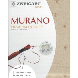 Zweigart Precut murano wish 32 ct, Brown on Taupe