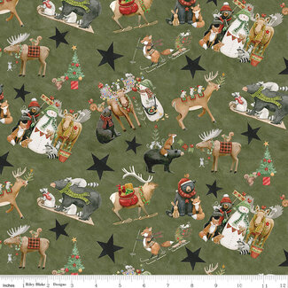 Riley Blake Designs Northern Christmas, C17830-GREEN, Northern Christmas, Main, Green, $0.26/cm or $26/m