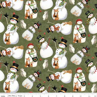 Riley Blake Designs Northern Christmas, C17831-GREEN, Snowmen, Green, $0.26/cm or $26/m