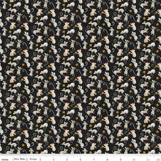 Riley Blake Designs Northern Christmas, C17833-BLACK, Mice, Black, $0.26/cm or $26/m