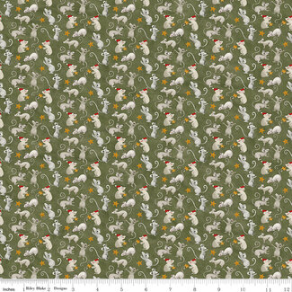 Riley Blake Designs Northern Christmas, C17833-GREEN, Mice, Green, $0.26/cm or $26/m